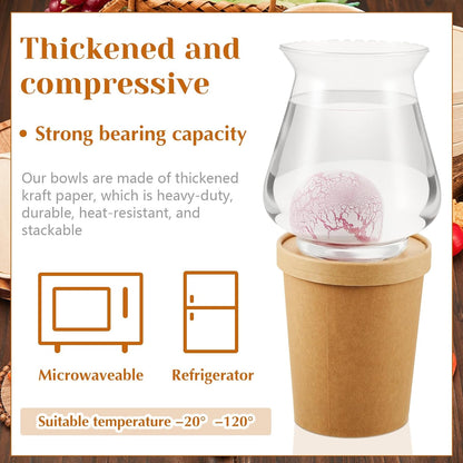 Sabary 50 Pack 20 oz Paper Soup Containers with Lid Disposable Kraft Soup Food Bowl Microwavable Food Storage Ice Cream Containers Nice for Restaurants(Brown)