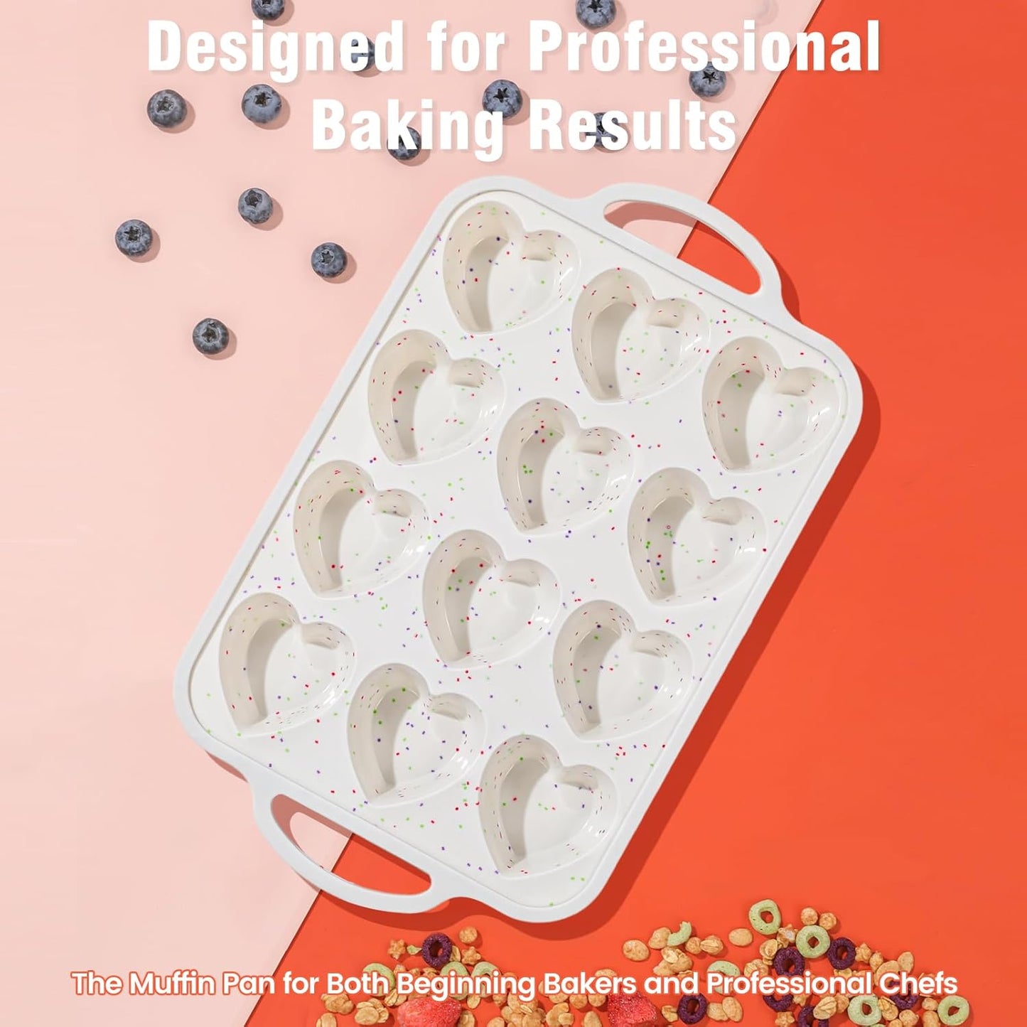 Premium Silicone Heart-Shaped Baking Mold with Metal Reinforced Frame – 1 Pack Non-Stick Cupcake & Muffin Pan for Baking Chocolate, Egg Bites & Brownies – BPA Free, Dishwasher & Oven Safe