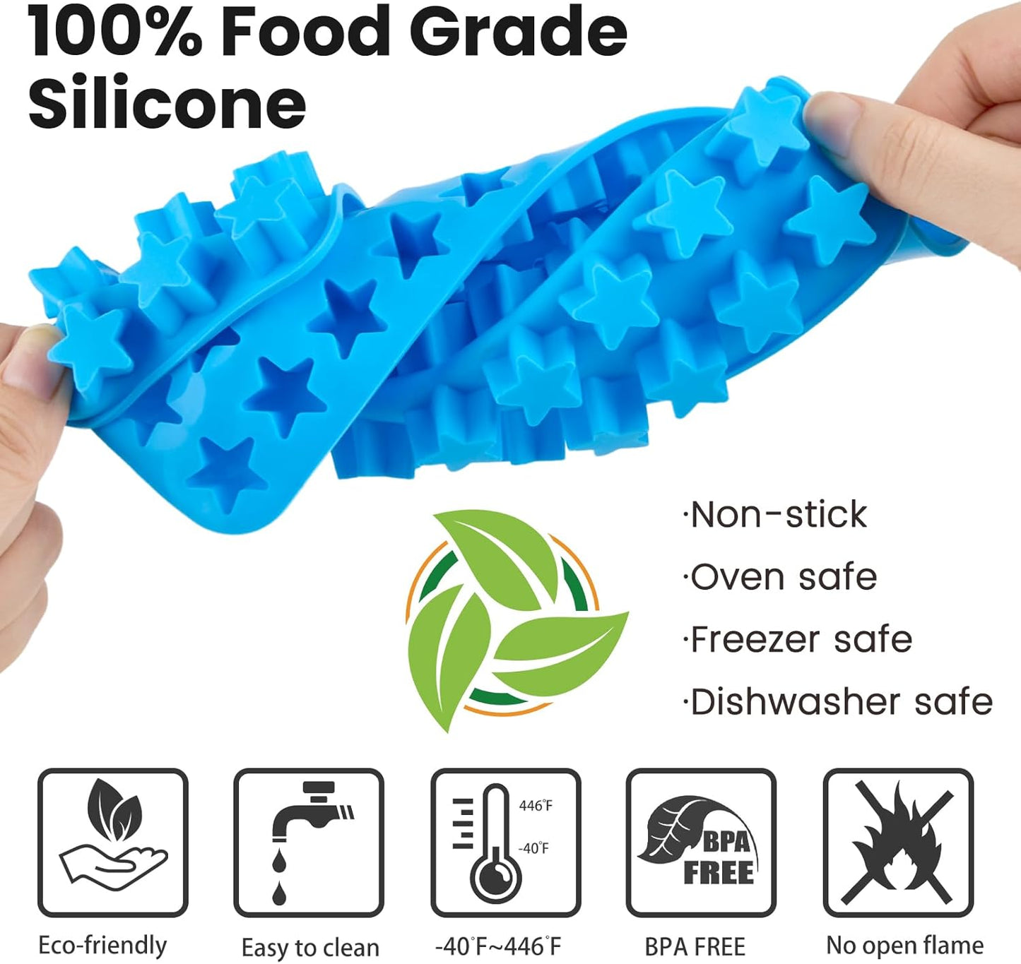 JOERSH Star Candy Molds Silicone Molds for Hard Candy, Gummy, Caramels, Chocolate, Ganache, Ice Cubes, 240 Cavity