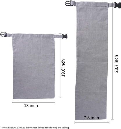 2 Pack 100% Linen Bread Bags for Homemade Bread Sourdough 13 x 19.6 Inch Reusable Bread Storage Bag 7.8 x 28.7 Inch for large Baguette (Gray)