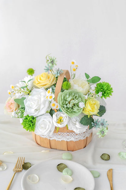 Artificial Flowers, White Green Fake Silk Flower, Silk Flowers with Stems, Wedding Cake Flowers for DIY Wedding Bridal Bouquets Centerpieces Decor