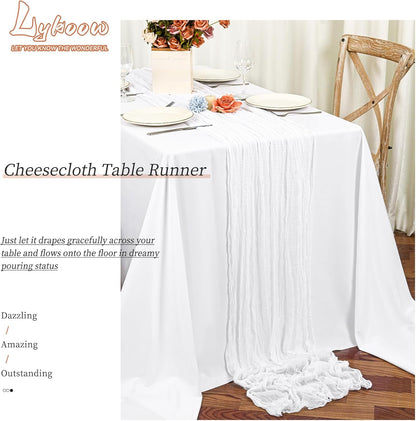 15 Packs Cheesecloth Table Runner White,10 Ft Rustic Gauze Boho Wedding Table Runner Decoration for Party Bridal Shower,21.5x120in