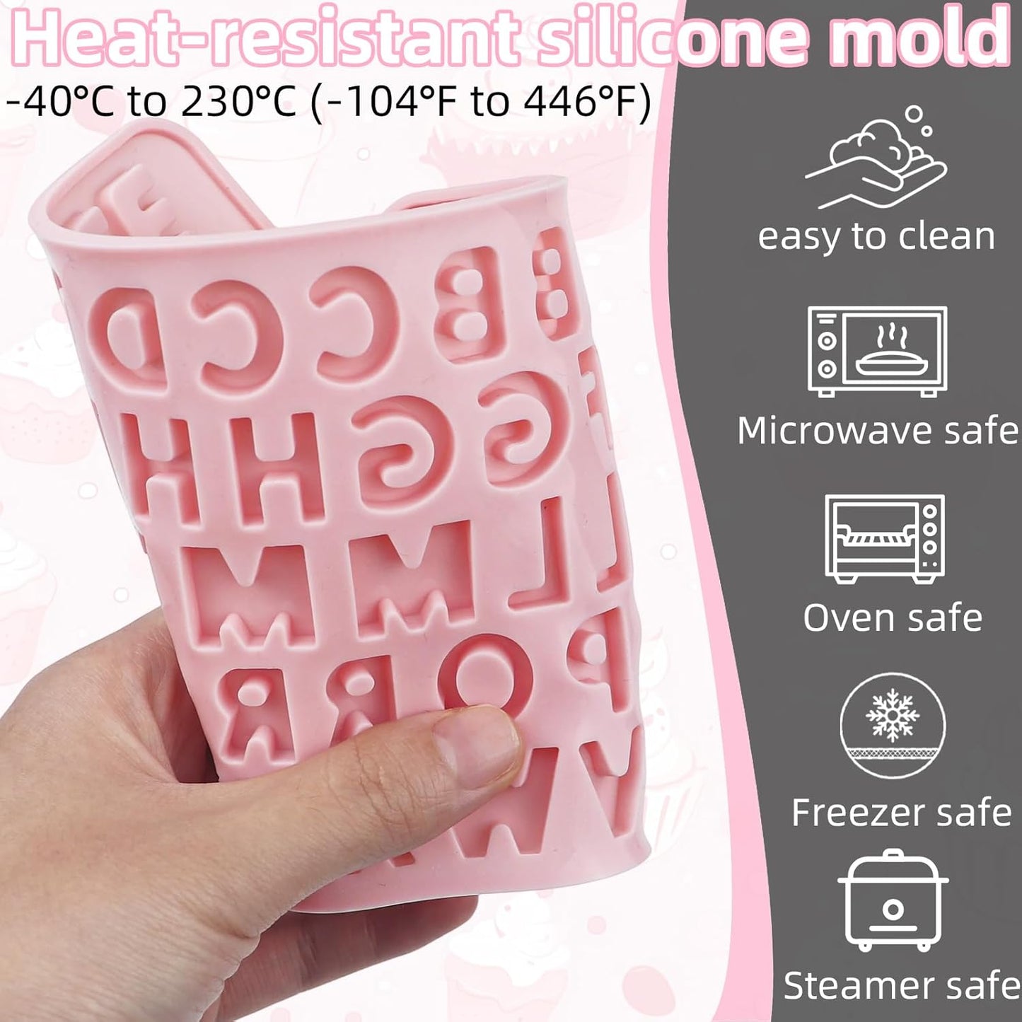 2PCS Silicone Letter Molds and Number Chocolate Molds,Reusable Alphabet Chocolate Candy Molds for Baking Candy Gummy Birthday Wedding & Holiday Party Desserts(pink and blue)