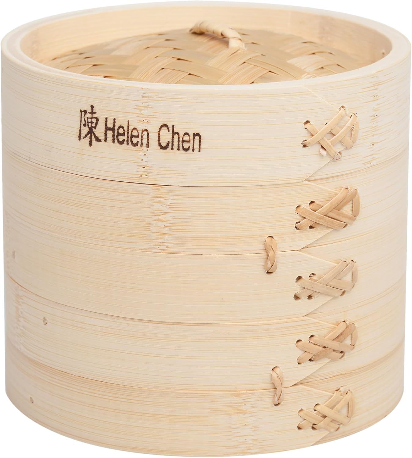 Helen's Asian Kitchen Bamboo Food Steamer with Lid - 100% Natural Bamboo - Basket Steamers for Cooking Dumplings, Dim Sum, Veggies, Fish, Meat - Preserve Nutrients & Flavors - 6-Inch