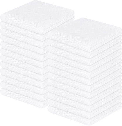 Homaxy 100% Cotton Waffle Weave Kitchen Dish Cloths, Ultra Soft Absorbent Quick Drying Dish Towels, 12 x 12 Inches, 24-Pack, White