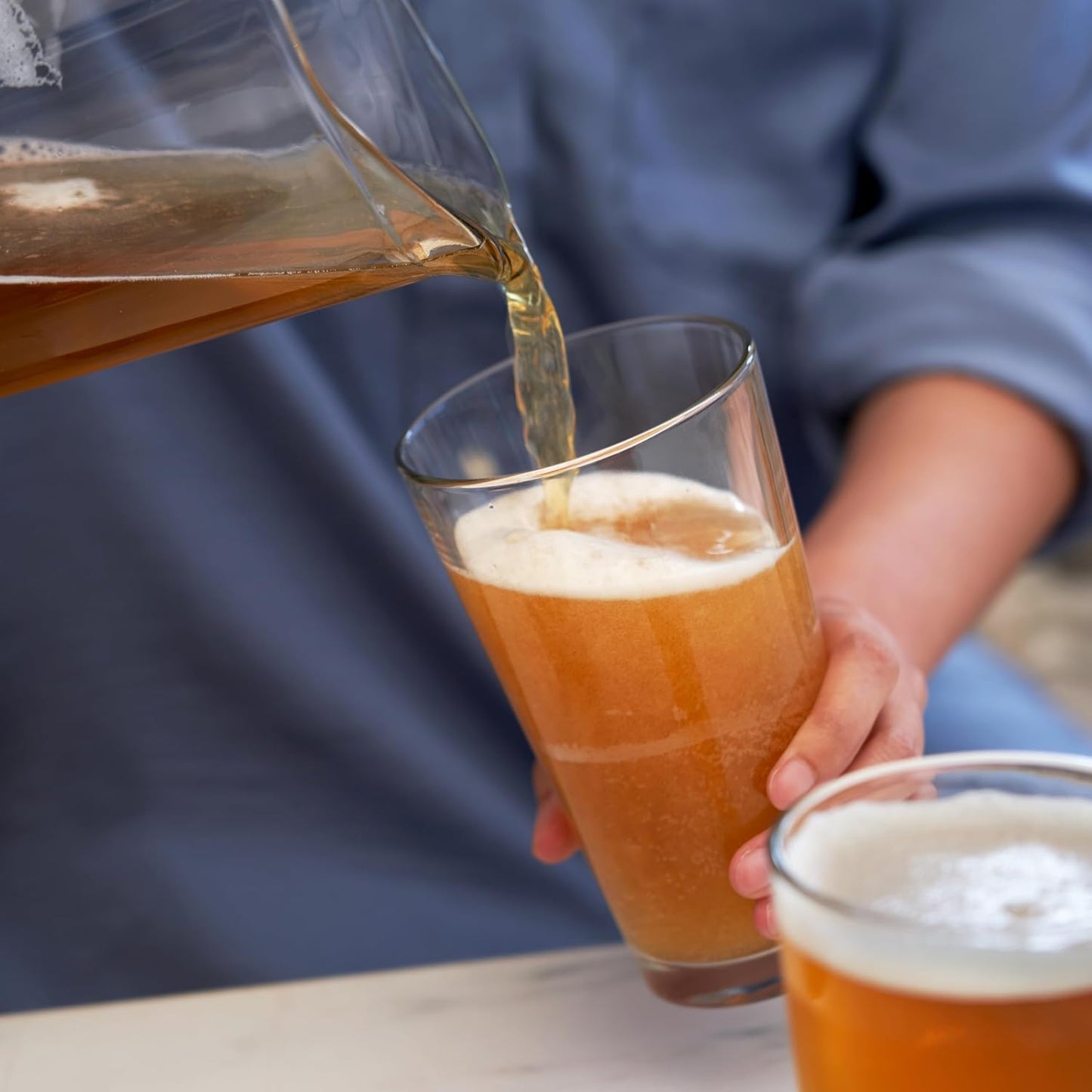 TRUE Stackable Beer Glasses, Pint Glasses for Beers, Water, Iced Coffee, Cocktails, Game Night, Beer Gifts for Men, BBQ Outdoor Party, Home Bar Accessories, Kitchen Glassware, 16 oz, Set of 6