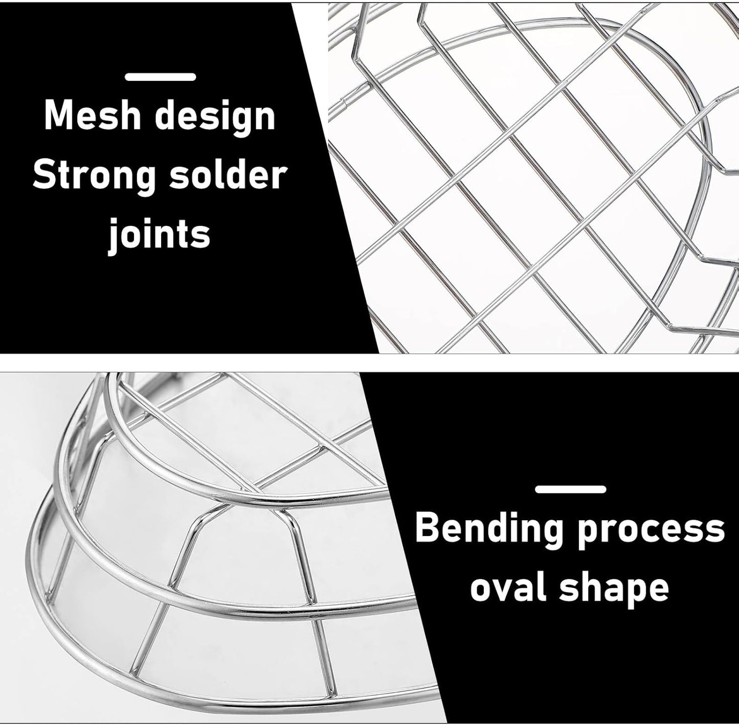 Tioncy 6 Pcs Chrome Oval Metal Wire Baskets 9.5 x 6.2 x 2.2 Inch Bread Serving Decorative Sandwich Container Christmas Party Fast Food Basket for Fruit Burger Kitchen Restaurant(Silver)