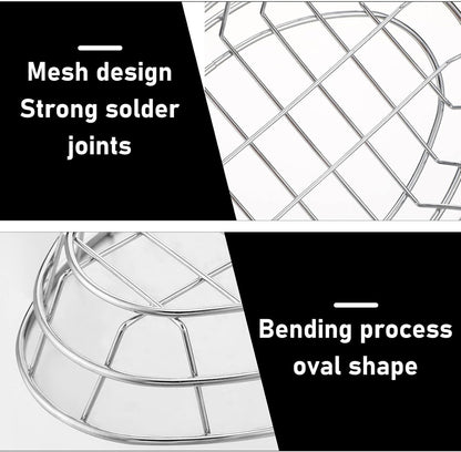 Tioncy 6 Pcs Chrome Oval Metal Wire Baskets 9.5 x 6.2 x 2.2 Inch Bread Serving Decorative Sandwich Container Christmas Party Fast Food Basket for Fruit Burger Kitchen Restaurant(Silver)