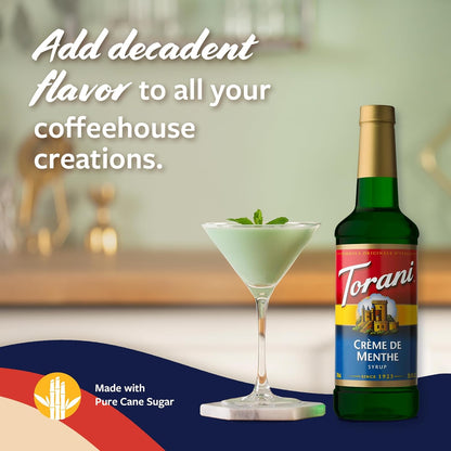 Torani Coffee Syrup, Crème de Menthe Flavored Syrup for Drinks, Pump Included, 25.4 Fl Oz