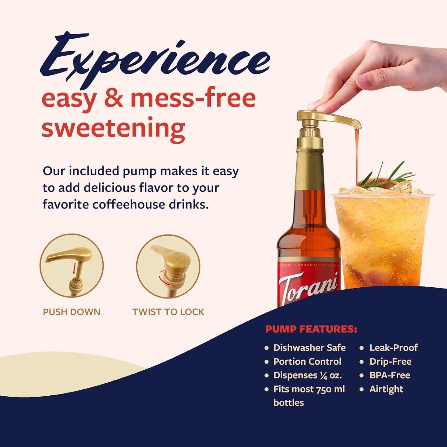 Torani Orange Syrup for Drinks, Flavoring for Iced Tea, Sodas, Cocktails, and Milk Shakes, Pump Included, 25.4 Oz