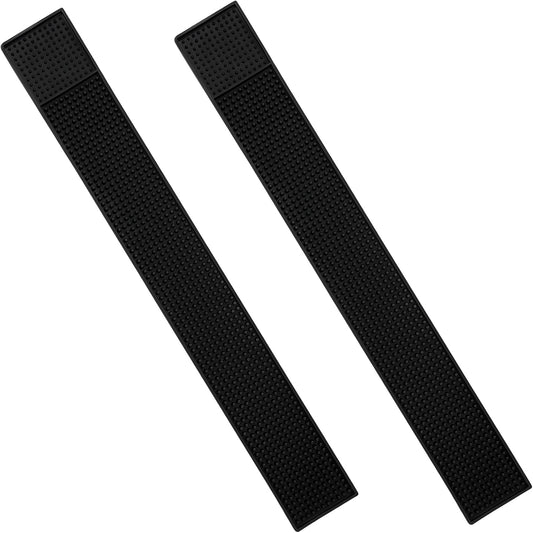 Tioncy 6 Pcs Bar Mat for Countertop 24 x 3 Inch Non Slip Rubber Mat Service Spill Cocktail Bartending Restaurants Barbershop Clippers Salon Tools, Black