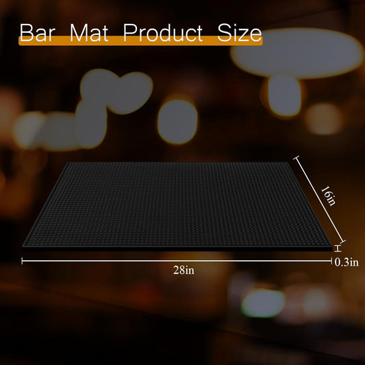 Tioncy 4 Pcs Large Size Bar Mat for Countertop 28 x 16 Inch Non Slip Rubber Mat Service Spill Cocktail Bartending Coffee Bar Mats for Hot Dishes Restaurants Barbershop Clippers Hot Pads, Black
