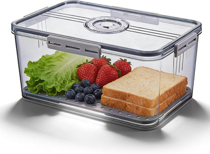 Airtight Bread Box with Date Indicator Lid, Kitchen Counter Bread Storage Container, Portable Bread Boxes for Homemade Bread, Toast, Bagel, Donut, Cookies and Fruit (Grey)