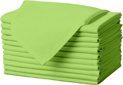 Gee Di Moda Cloth Napkins - 17 x 17 Inch Apple Green Dinner Napkins - Set of 12 Soft & Absorbent Washable Fabric Cloth Table Napkins with Hemmed Edges for Hotel Restaurant, Holiday Parties & Wedding