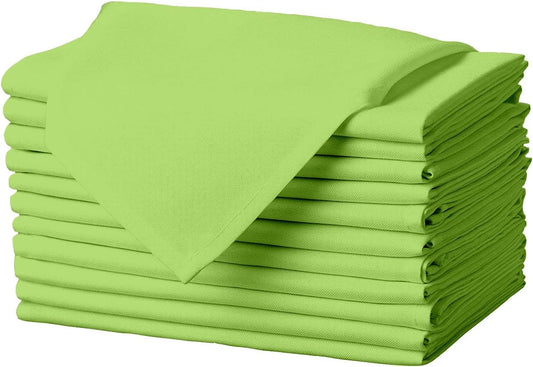 Gee Di Moda Cloth Napkins - 17 x 17 Inch Apple Green Dinner Napkins - Set of 12 Soft & Absorbent Washable Fabric Cloth Table Napkins with Hemmed Edges for Hotel Restaurant, Holiday Parties & Wedding