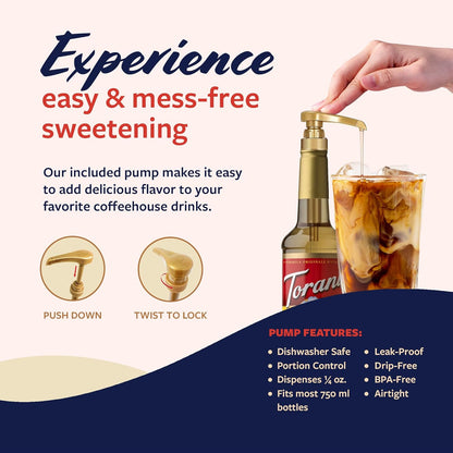 Torani Coffee Syrup, English Toffee Flavored Syrup for Drinks, Pump Included, 25.4 Fl Oz