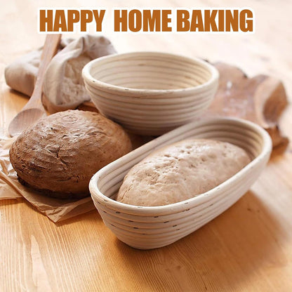 Banneton Bread Proofing Basket - Rattan Proofing Baskets for Sourdough Bread | Banneton Baskets Bowls with Linen Liners for Artisan Homemade Bread Baking (10 inch Basket Set of 2)