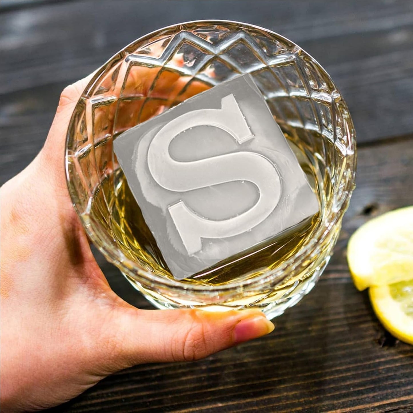 Letter S Monogram Ice Cube Mold Custom Ice Cube Mold 2 Inch Big Initials Silicone Ice Cube Tray Gifts for DAD Gifts for Him