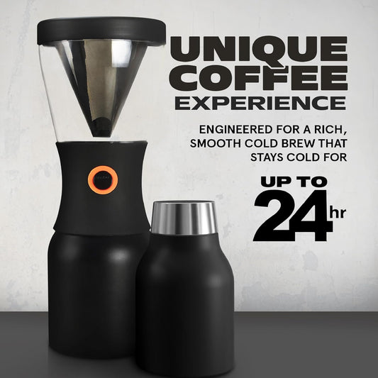 asobu Cold Brew Coffee Maker, Award-Winning 40oz Insulated Cold Brew Brewer with Portable Stainless Steel Carafe – No.1 Europe Coffee Fest Winner, Leakproof, BPA-Free, Keeps Cold 24H