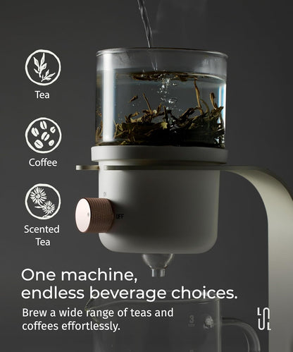 Glass Tea Pot with Infusers for Loose Tea and Drip Coffee Pour Over, Semi Automatic Tea Set with Magnetic Clear Teapot, Black