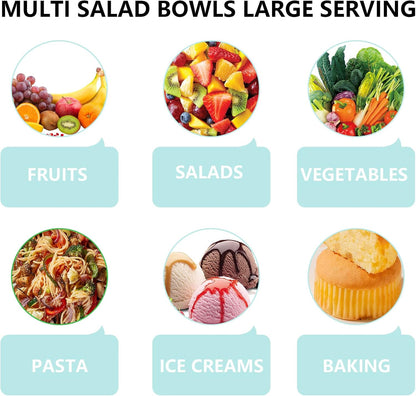 Luvan Glass Mixing Bowls with Lids Set(3.7QT, 2.1QT, 1.1QT),3PC Glass Nesting Bowl, Large Salad Bowls Sets with lids,Clear Cooking Bowl for Kitchen Prep,Food Storage,Baking,Microwave and Oven Safe