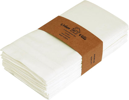 Urban Villa Dinner Napkins Ivory Cloth Napkins Set of 12 DinnerNapkins 20X20 in Cotton Dinner Napkins Everyday Use Oversized Cloth Napkins with Mitered Corners 1 in Hemmed DinnerNapkins