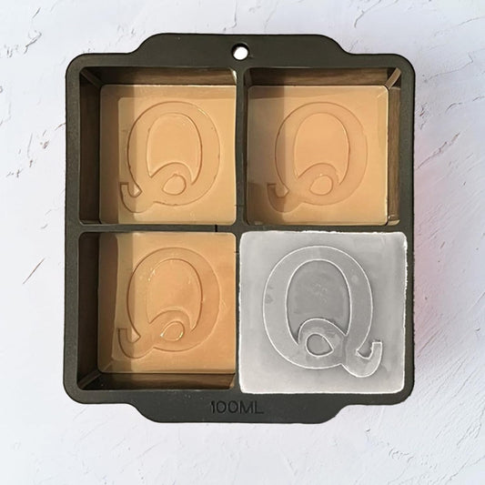 Letter Q Monogram Ice Cube Mold Custom Ice Cube Mold 2 Inch Big Initials Silicone Ice Cube Tray Gifts for DAD Gifts for Him