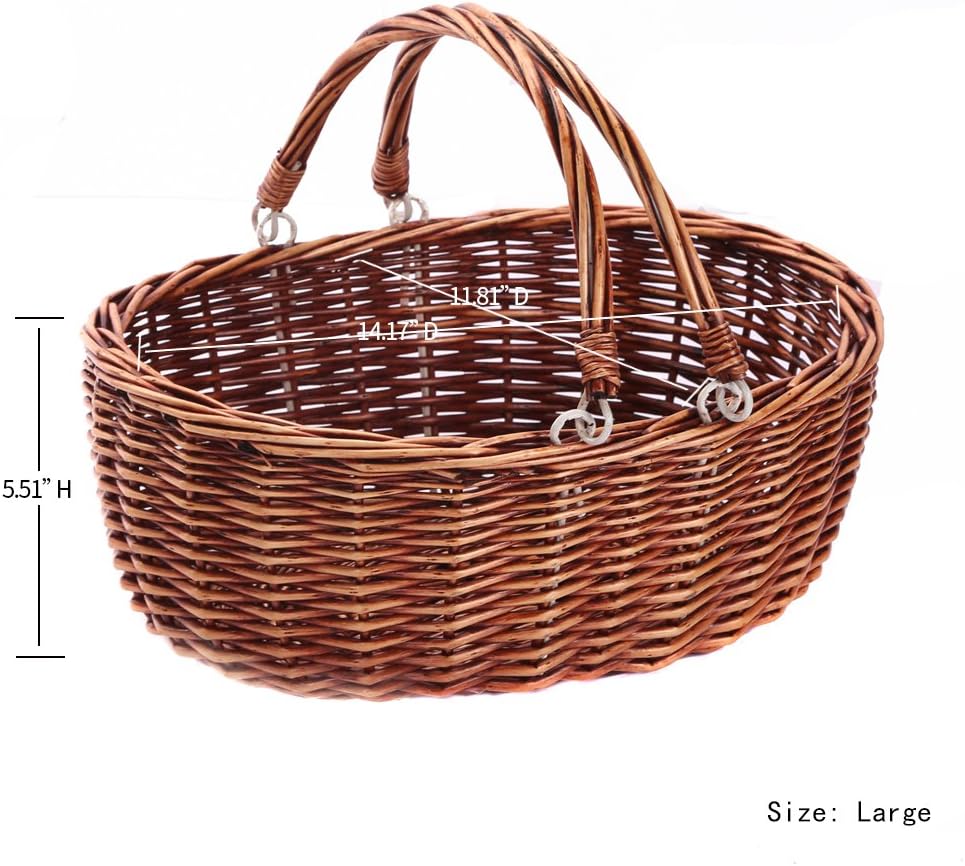 Wicker Picnic Baskets with Handles.Kingwillow. (Brown)