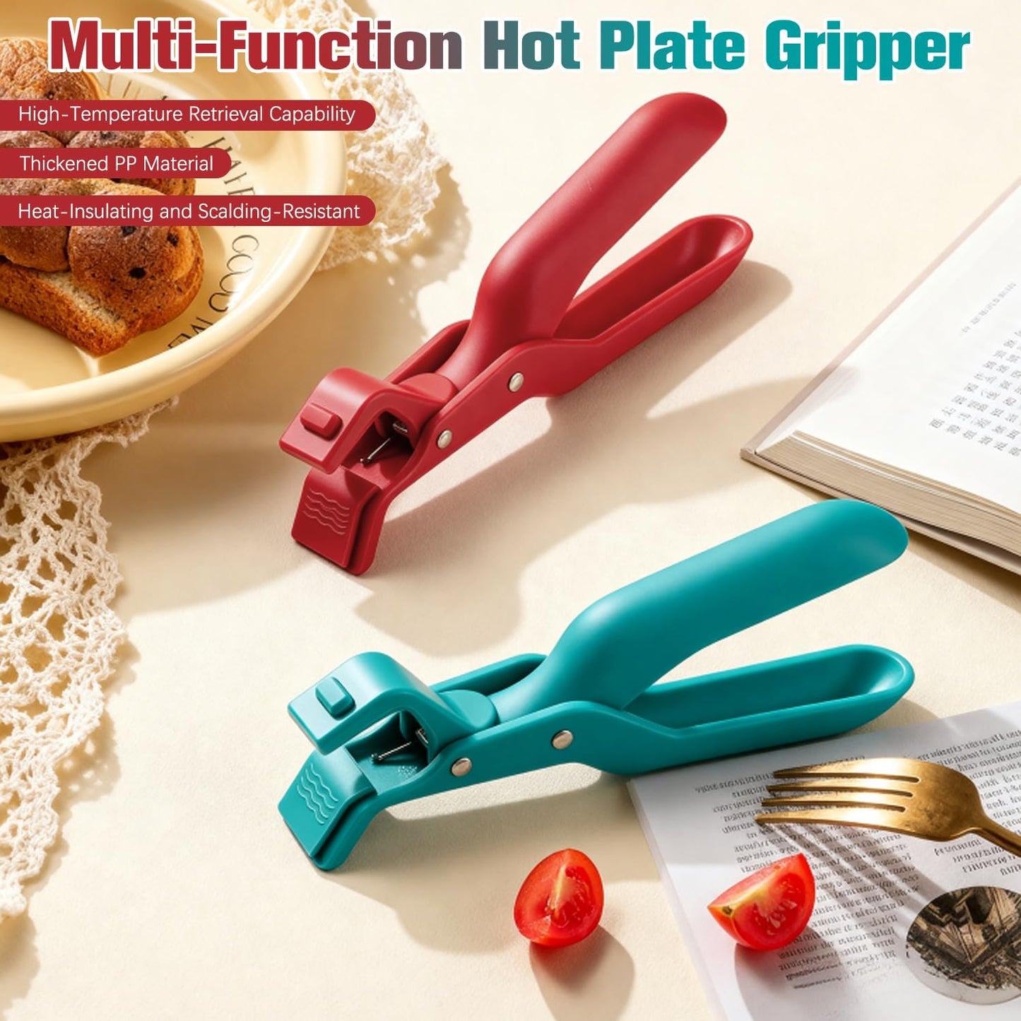 Hot Plate Gripper, New Hot Plate Grippers Tongs, Anti Scald Bowl Holder Clip, Bowl Dish Plate Grabber Clips Tongs Clamp Holder, For Air Fryer & Food Steamer & Oven & Microwave Oven (2 All)