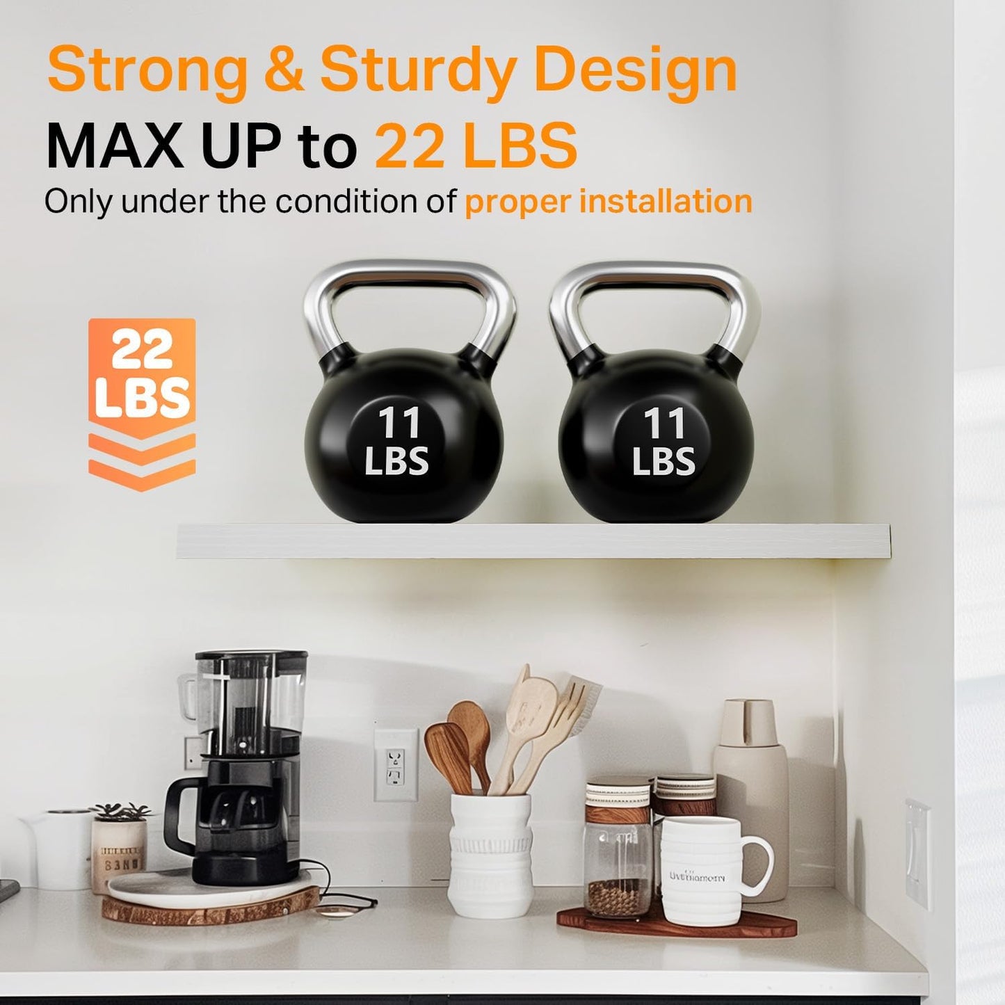 BAYKA White Floating Shelves for Wall, 22.5 inches Wall Mounted Rustic Wood Shelves for Bathroom, Bedroom, Living Room, Floating Shelves for Books/Storage/Decor (Set of 3)