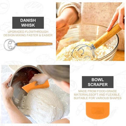 Banneton Bread Proofing Basket,Sourdough Proofing Basket Set of 2, 10 inch Round and 9.6 Oval with Bread Making Tools, Sourdough Bread Baking Supplies, Natural Rattan Proofing Bowls Baskets