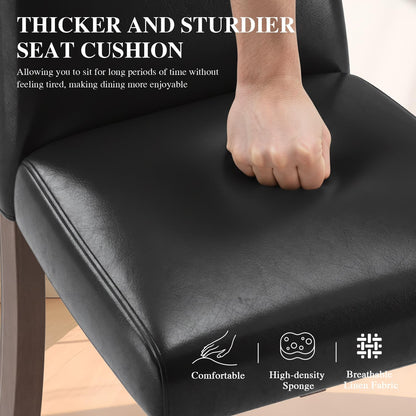 Dining Chairs Set of 2, Modern Faux Leather Dining Room Chair, Upholstered Parsons Kitchen Chairs for Restaurant & Cafe- Black