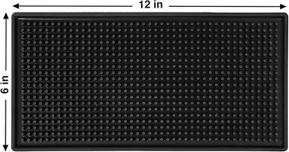 Black Bar Mat (12x6 Inches) (Pack of 1) | Drying, Durable, and Stylish Spill Mats for Bars, Restaurants, Coffee Shops, Bar Mats for Countertop and Table Top, Non-Spill & Non-Toxic Mats