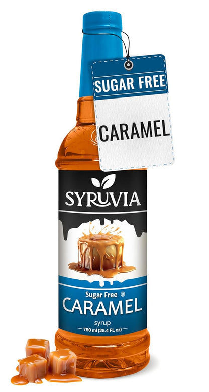 Syruvia Sugar Free Coffee Syrup, Caramel Flavored Syrup for Drinks, Lattes, and Desserts – 25.4 fl oz