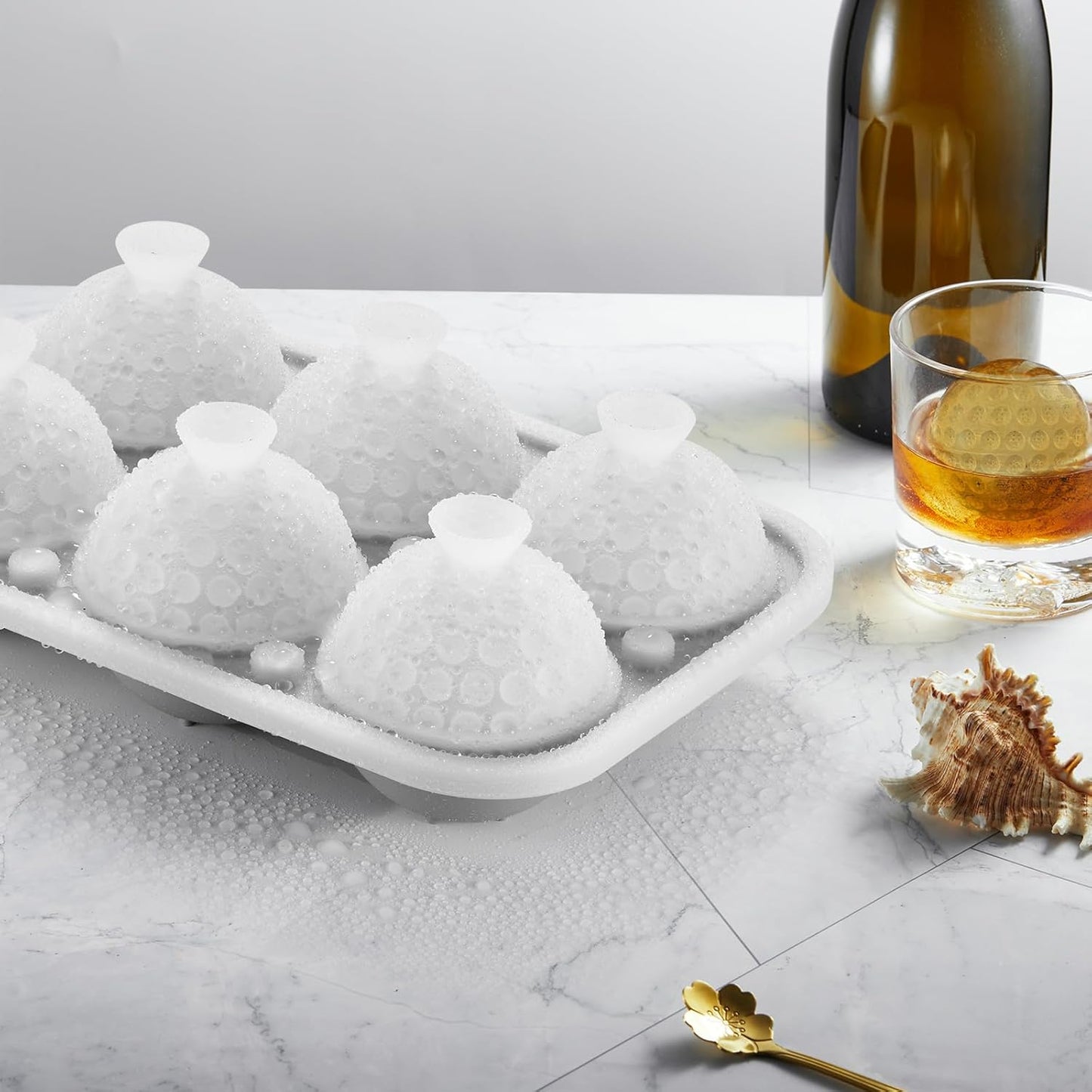 Nax Caki 3D Golf Ice Cube Tray, Large Golf Silicone Fun Shapes Whiskey Ice Mold with Funnel for Cocktails, Bourbon,Brandy, Whiskey Gifts for Men