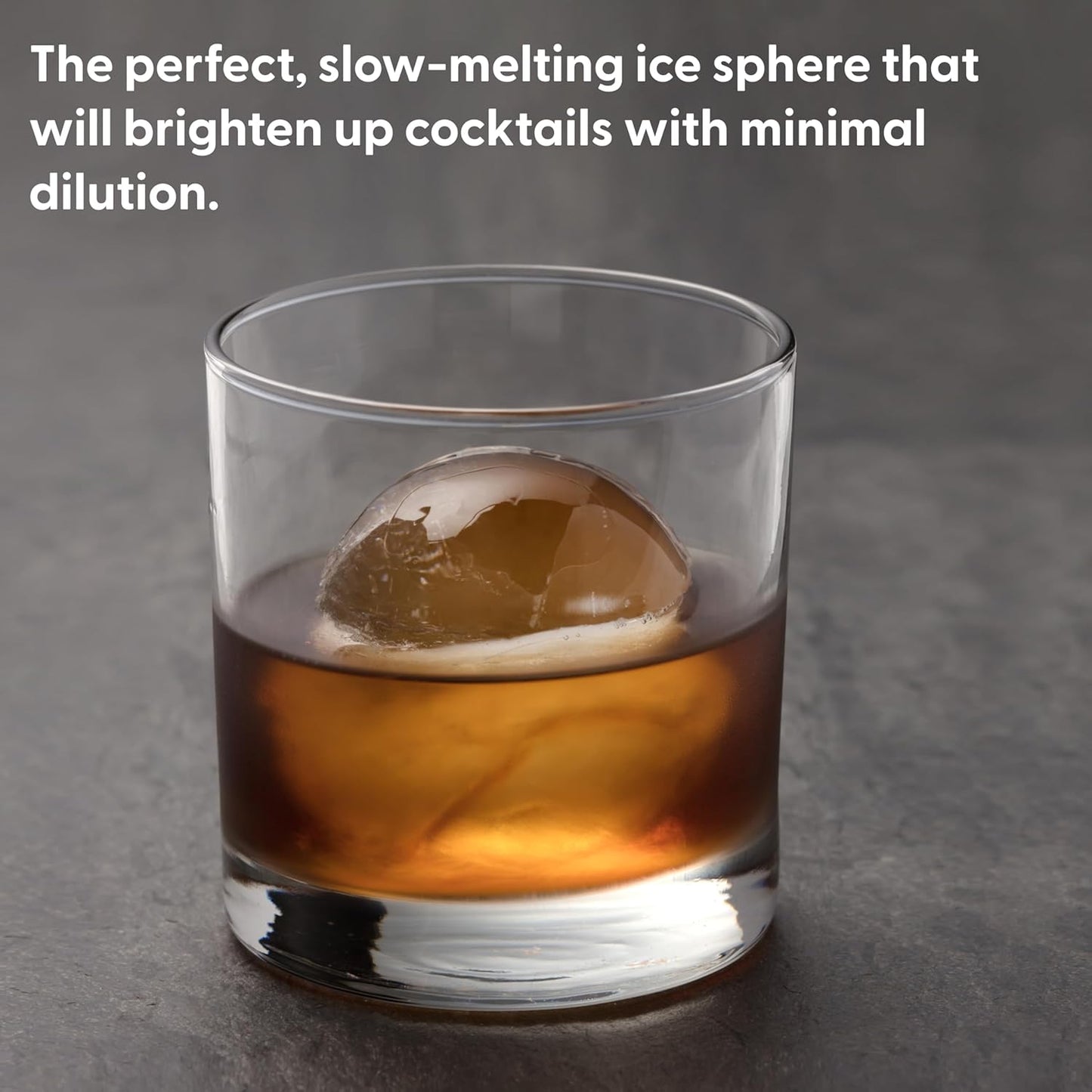 W&P Peak Silicone Single Sphere Ice Mold w/ Cover | Charcoal | Easy to Remove | Round Cocktail Whiskey Drink Ice Maker | Food Grade Premium Silicone | Dishwasher Safe, BPA Free