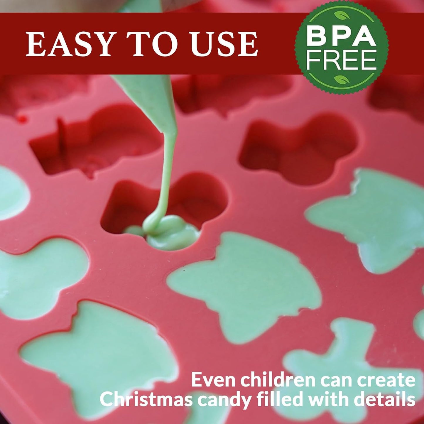 HKNMTT Mini Christmas Candy Molds, Silicone 72 Cavity Chocolate Mold, Tree Santa Snowman Stocking Bell Gingerbread Shape Gummy Making Set, Food Grade for Gifts Cookies Dog Treats