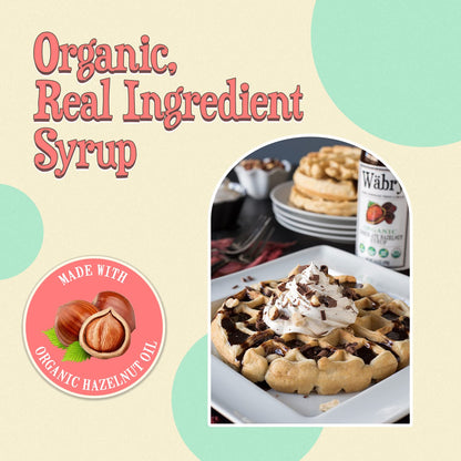 Wäbry Organic Chocolate Hazelnut Syrup – 15.5oz (439g), Natural Chocolate Syrup for Pancakes and Waffles, Drinks and Ice cream, Vegan Mocha Syrup for Coffee, Non-GMO & Dye-Free – BPA Free Bottle