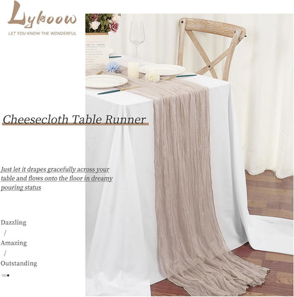 15 Packs Cheesecloth Table Runner - Grey, 10 Ft Brown Grey Rustic Gauze Boho Wedding Table Runner Decoration, 21.5x120in