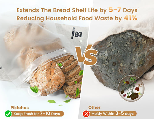 Sour Dough Bread Bags, 2 Sets Detachable Bread Storage for Homemade Sourdough, Reusable Linen Food Storage with Lining & Triple Lock for Fresh Keeping, BPA Free, Christmas Bread Maker Gifts