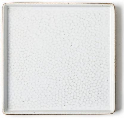 Vanity Tray with Brown Trim - Candle & Perfume Holder Organizer - Decorative Square White 8"8" Bathroom Countertop Tray