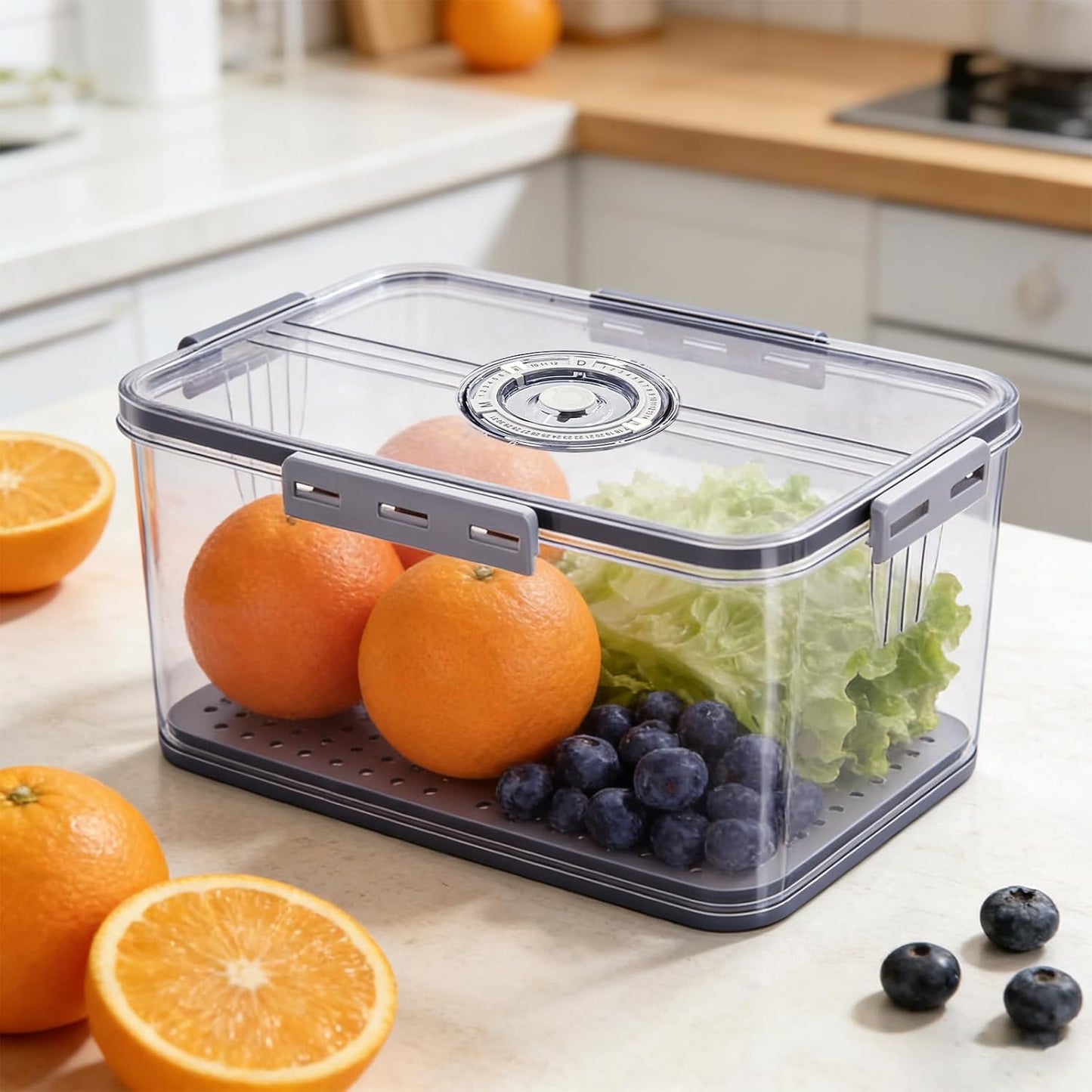 4 Pcs Airtight Bread Box with Date Indicator Lid, Kitchen Counter Bread Storage Container, Portable Bread Boxes for Homemade Bread, Toast, Bagel, Donut, Cookies and Fruit (Grey)