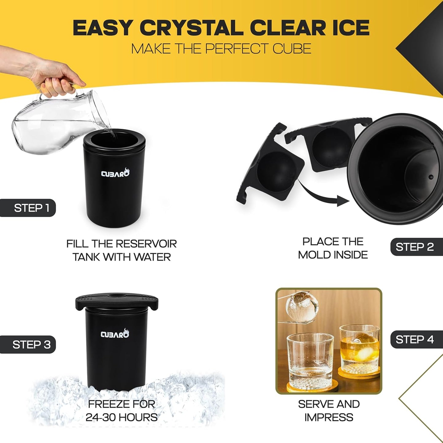 Single Clear Ice Ball Maker – 2.4" Crystal Clear Sphere Ice Mold with Premium Hard Shell Design – Round Ice Mold for Whiskey, Cocktails, Bourbon & Scotch (Single Ball)