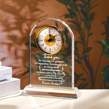 Thank You Gifts Clock for Women, Men, Appreciation Gift for Friends, Coworkers, Teacher - Inspirational Quotes Gifts for Mom, Sister - K9 Crystal Thank You Clock Desk & Home Decor