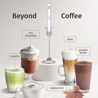 Zulay Kitchen Lux Electric Milk Frother Rechargeable Handheld - Powerful 2-Speed Motor, Waterproof, 2000mAh Battery - Lux Coffee Frother for Protein Powder, Drink Mixer Wand & Matcha Mixer