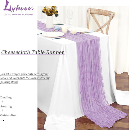 15 Packs Cheesecloth Table Runner Lilac,10 Ft Rustic Gauze Boho Wedding Table Runner Decoration, Wedding Table Decor Table Cloth for Wedding Party Bridal Shower Table,21.5x120in