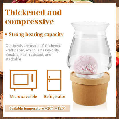 Sabary 50 Pack 12oz Paper Soup Containers with Lid Disposable Kraft Soup Food Bowl Microwavable Food Storage Ice Cream Containers Nice for Restaurants (Brown)