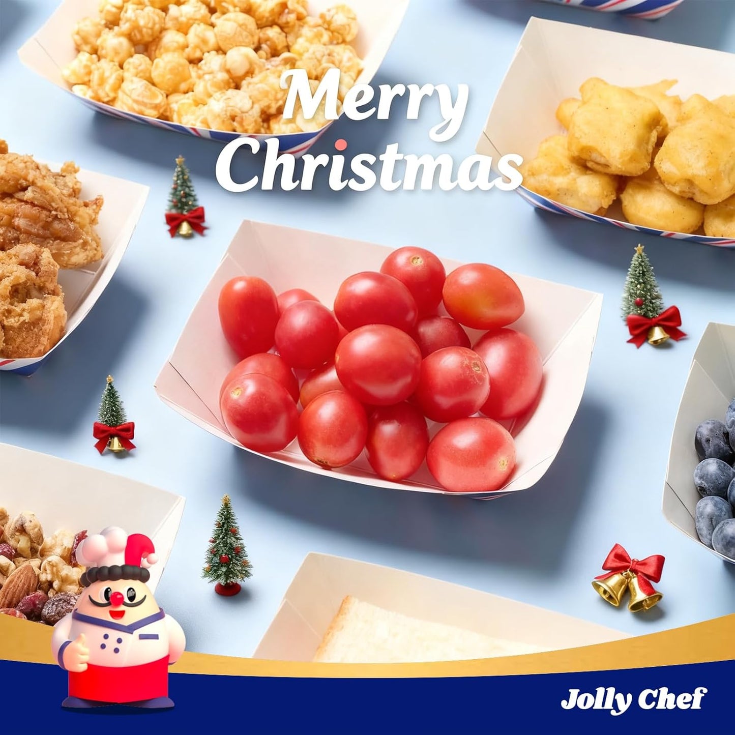 JOLLY CHEF 2lb Paper Food Trays, 250 Pack Paper Food Boats Disposable Serving Boats,Food Holder Trays for Snacks French Fries Nachos Hot Dog Tacos BBQ Party