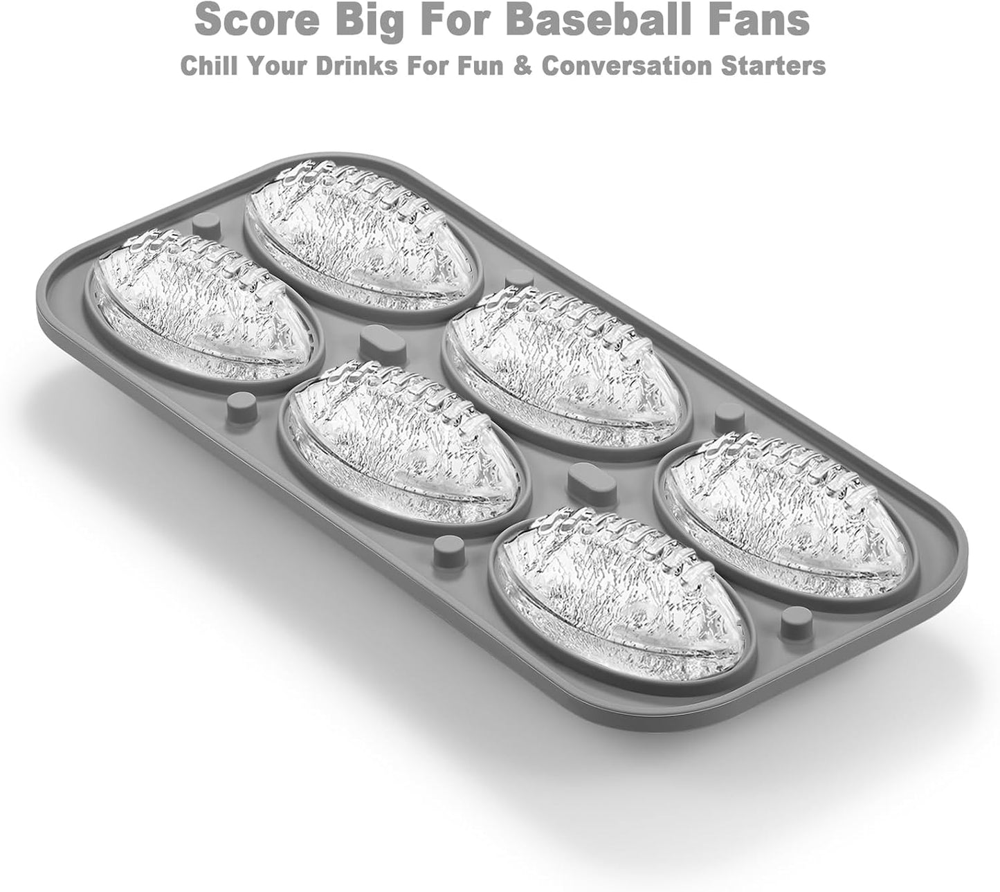 Nax Caki 3D Football Ice Cube Tray, Large Football Silicone Fun Shapes Whiskey Ice Mold with Funnel for Cocktails, Bourbon,Brandy, Whiskey Gifts for Men