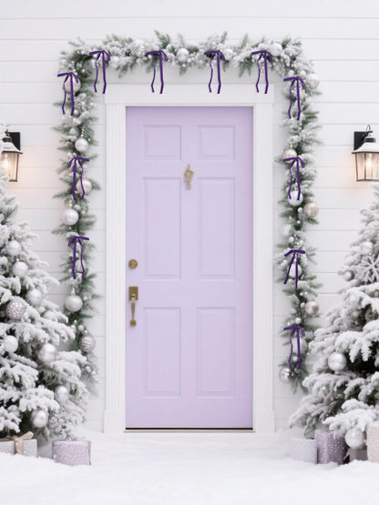 SIMISI RIBBON 24Pcs Purple Christmas Velvet Ribbon Bows Decorations Xmas Ornaments Vintage Decor for Tree, Wreath, Garland (3/8'' Width, 5 * 7 inch)